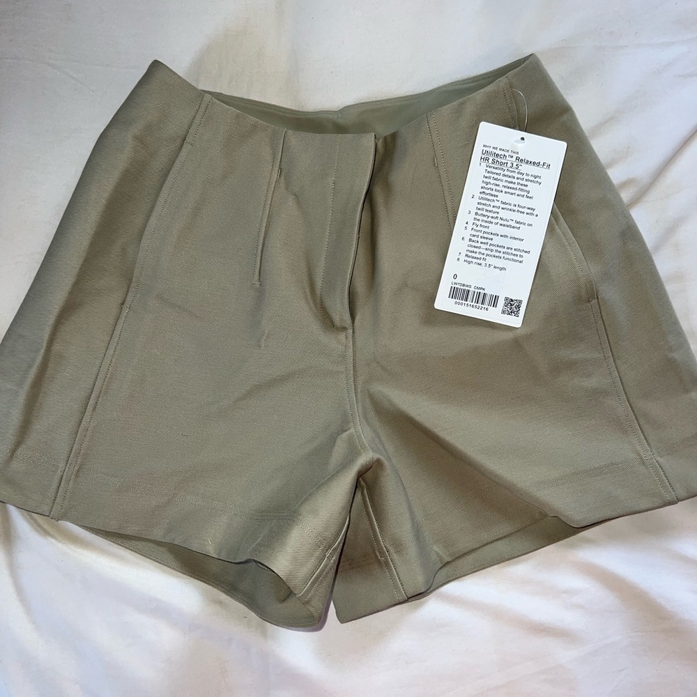 NWT khaki-colored Lululemon shorts